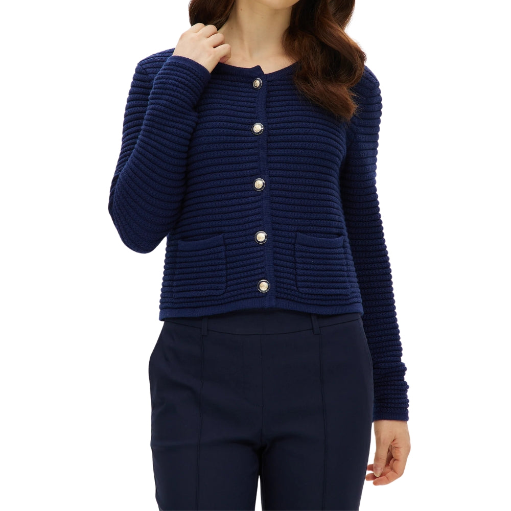 Hilary Radley - Knitted Cardigan with Crew Neck
