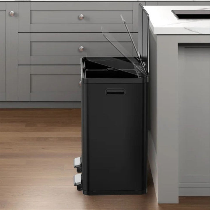 EKO - Stainless steel trash can with two compartments