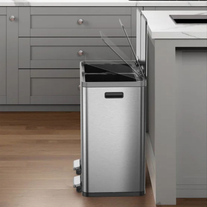 EKO - Stainless steel trash can with two compartments