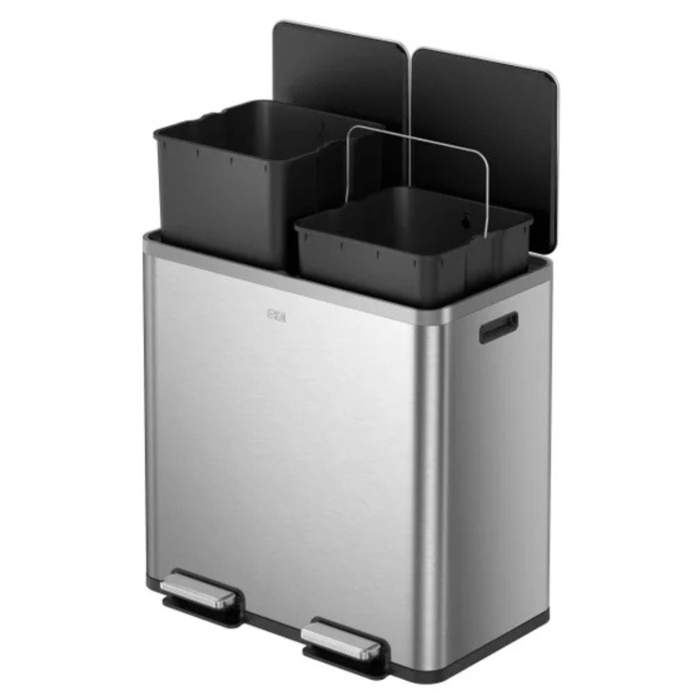 EKO - Stainless steel trash can with two compartments