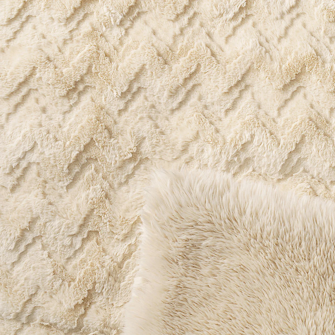 Mon Château - Jeté de luxe jacquard en fausse fourrure