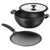 Tramontina - Deep Kadai & Cast Iron Tawa Plate, 3 Pieces