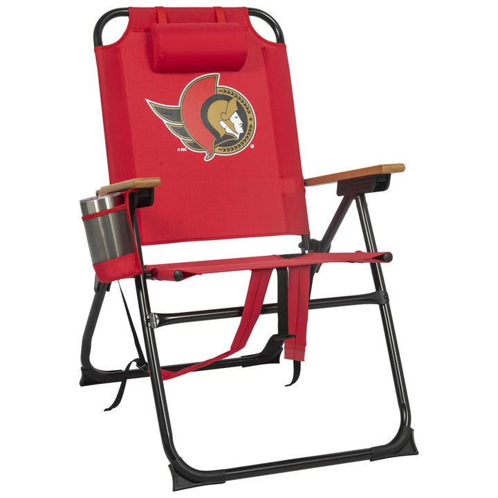 NHL - Chaise pliante avec accoudoirs en bois 4 positions