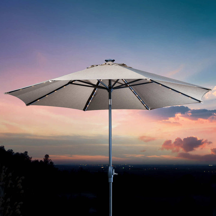 SunVilla - 3m (10ft) Solar LED Round Market Umbrella
