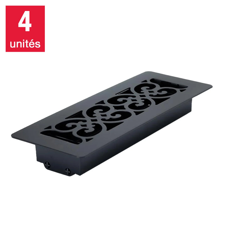 Manor House - Grilles de ventilation au revêtement en poudre noir, paquet de 4
