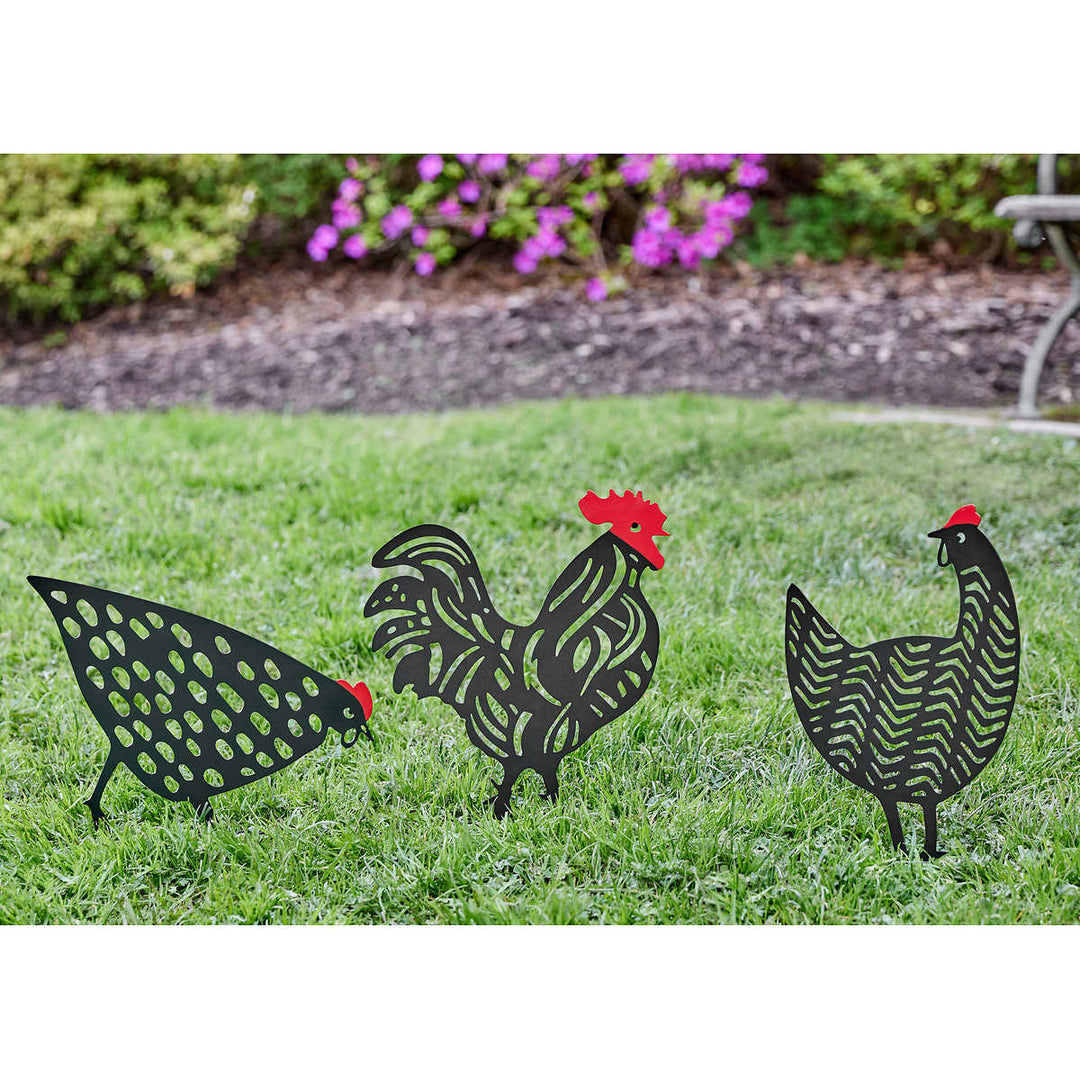 Inside Outside Garden - Set of 3, Hens and Rooster