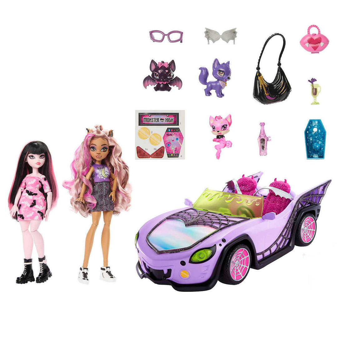 Mattel Monster High Fangtastic Road Trip Playset with Clawdeen and Draculaura