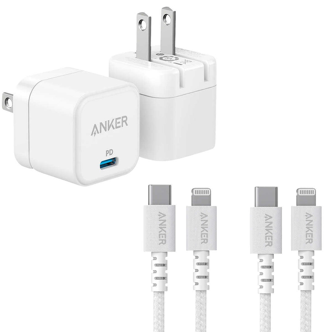 Anker - Chargeur de 20 Watts avec câble USB-C vers Lightning, paquet de 2