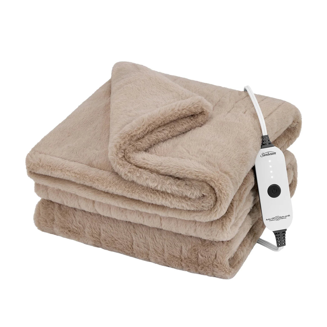 Sunbeam - Jeté chauffant en luxe simili fourrure