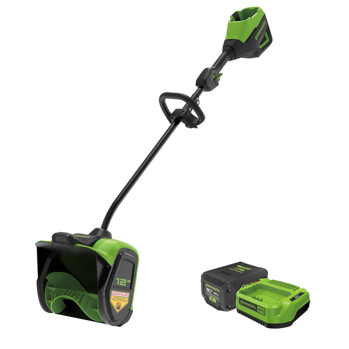 Greenworks - Pelle à neige 80V 12" sans contact, batterie 2.0 Ah et chargeur inclus