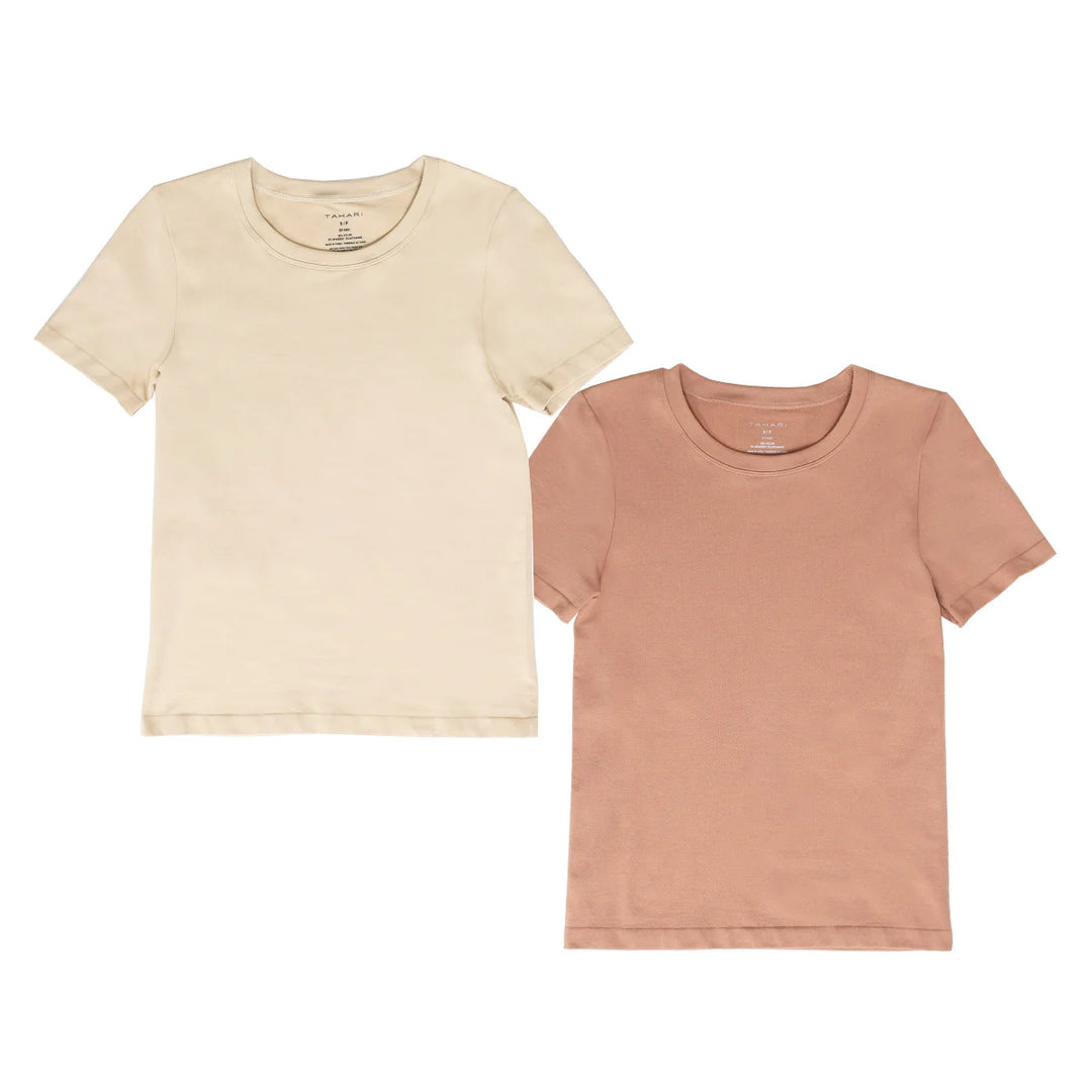 Tahari - T-shirt sans couture lisse, paquet de 2
