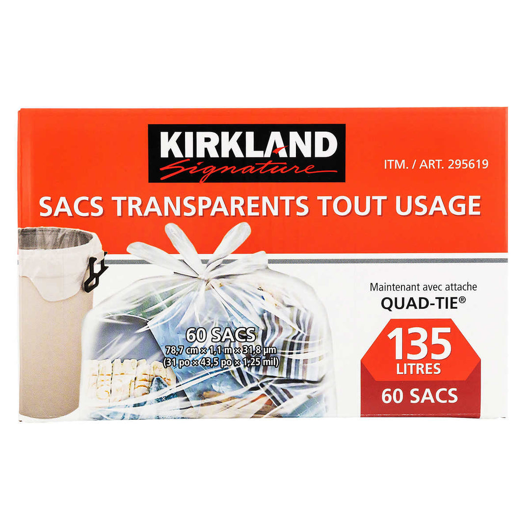 Kirkland Signature - Sacs transparents paquet de 60