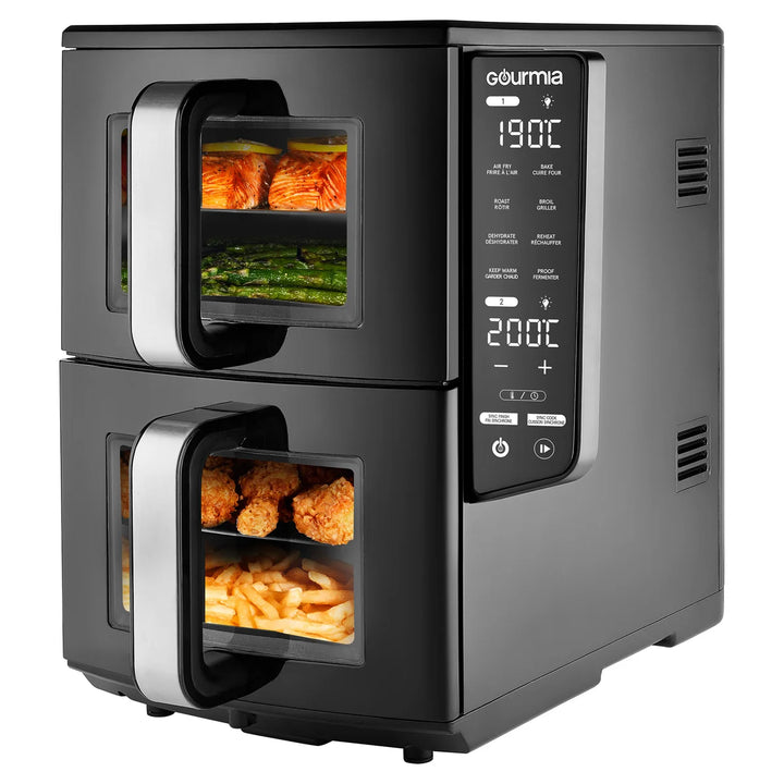 Gourmia - Friteuse à air 4 plats à double panier, 10.4 L