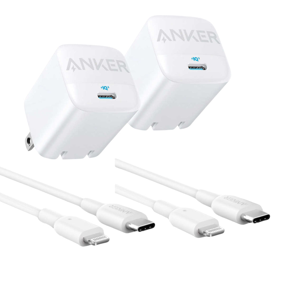 Anker - Chargeur de 30 Watts avec câble USB-C vers Lightning, paquet de 2