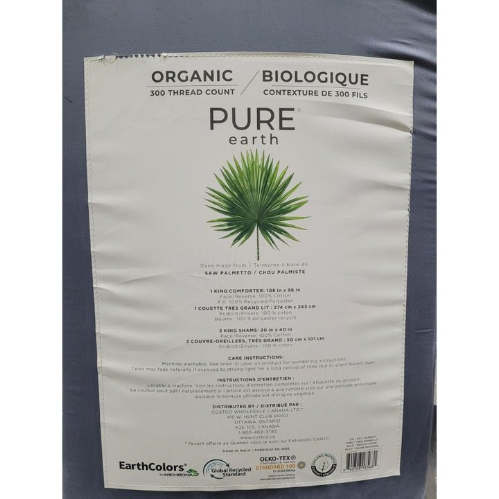 Pure Earth - 3 Piece Organic Comforter Set 