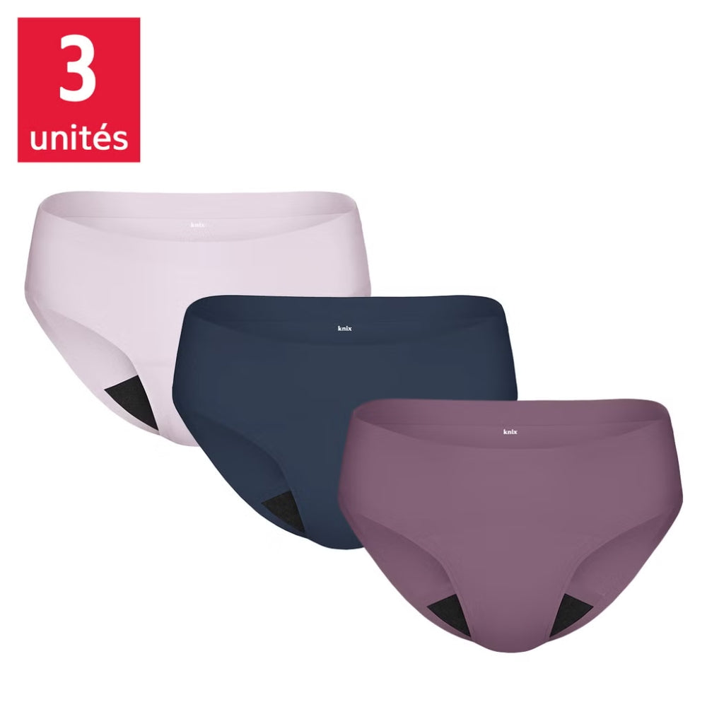 Knix - Sous-vêtements menstruels réutilisables de style bikini, paquet de 3