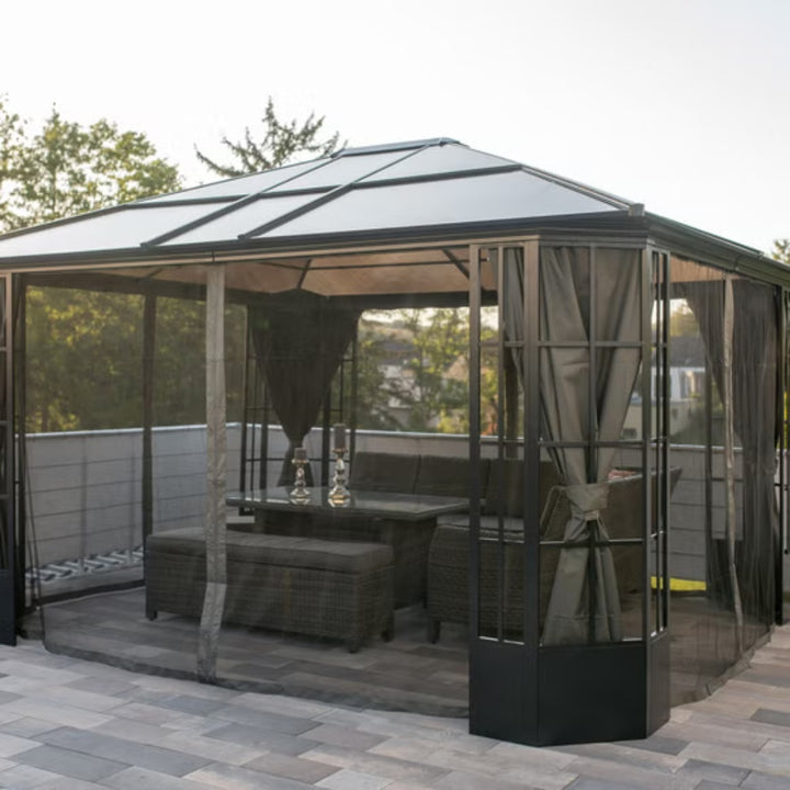 Sojag - Gazebo PC 8mm with nylon mosquito net Savino 12X14 ft