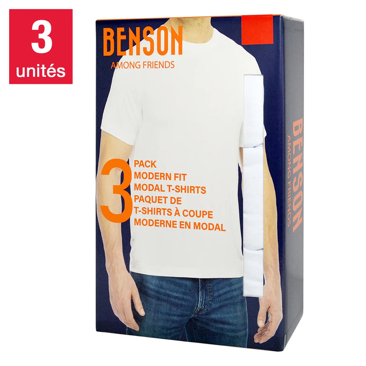 Benson - T-shirt modal à col ras du cou, paquet de 3