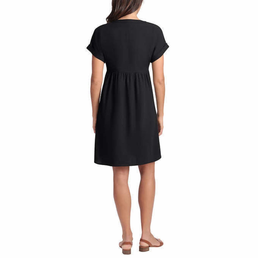 briggs linen blend dress Briggs Women's Linen Blend Dress size S Button front Drawstring waist pockets