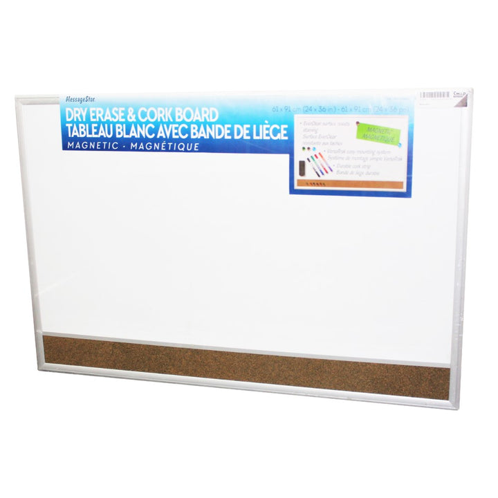 MessageStor Magnetic Dry Erase Board with Cork Strip, 2 x 3'
