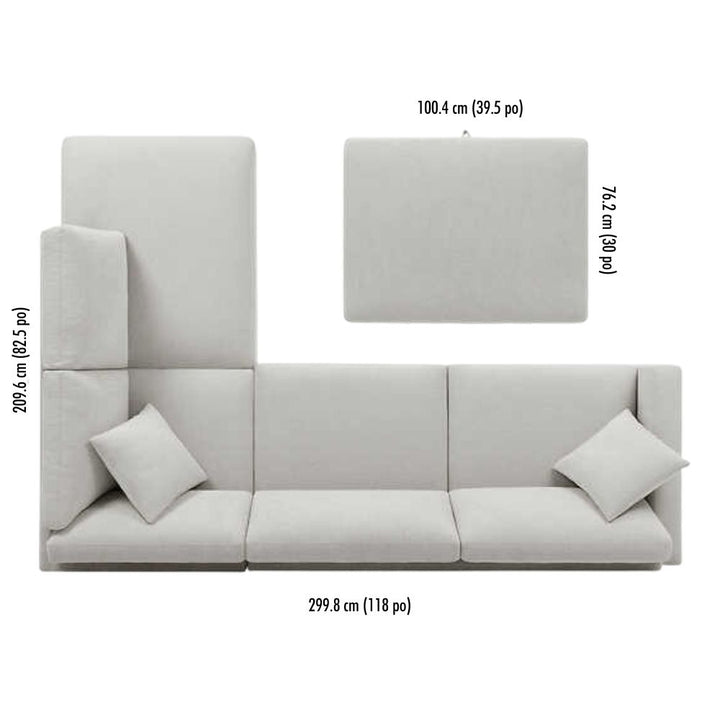 Thomasville - Three Piece Sectional Sofa with Storage Ottoman 