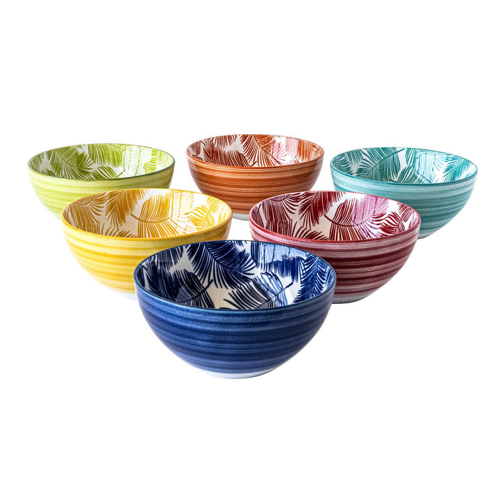 overandback “Tropical” - Stoneware bowl set, 6-piece 