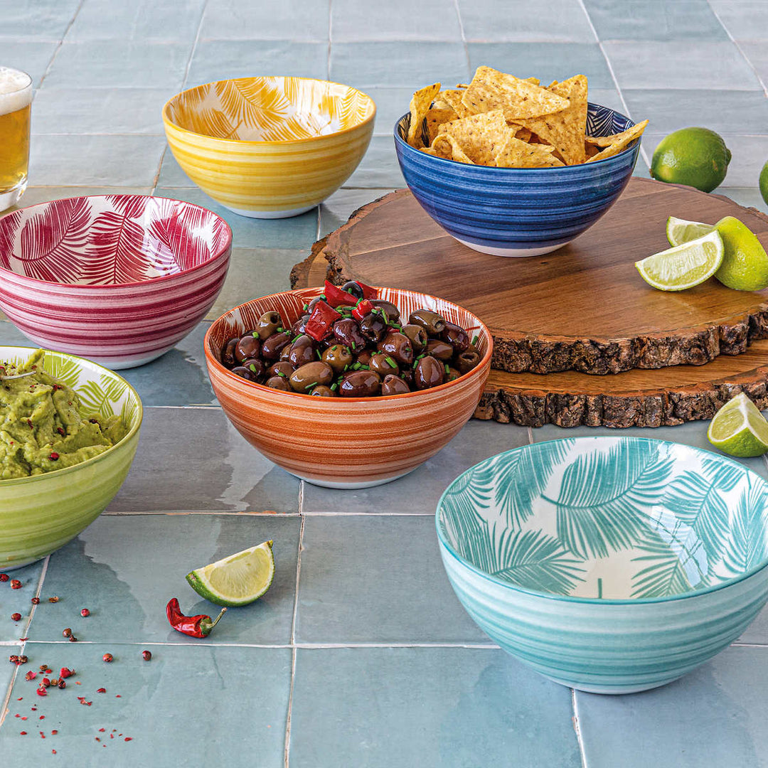overandback “Tropical” - Stoneware bowl set, 6-piece 