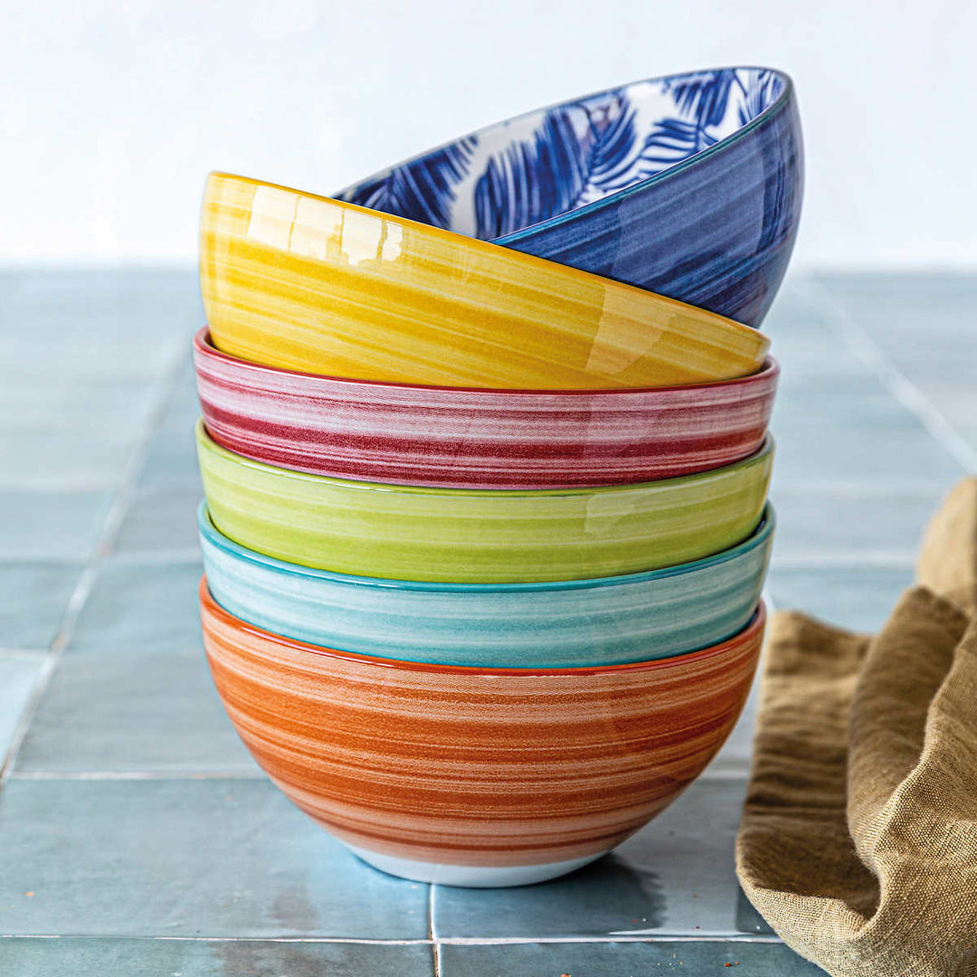overandback “Tropical” - Stoneware bowl set, 6-piece 