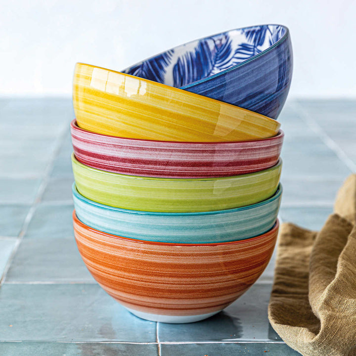 overandback “Tropical” - Stoneware bowl set, 6-piece 