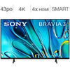 Sony 43-Class S30 BRAVIA 3 Series LCD LED 4K UHD Smart TV