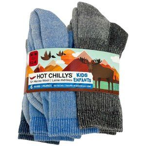 Hot Chillys Kids Hiking Socks, 6-Pack