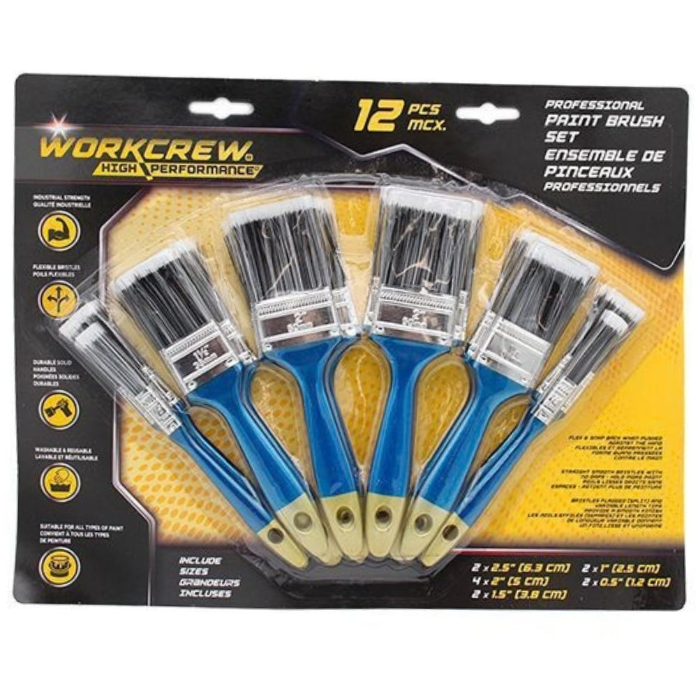 WorkCrew - Ensemble de pinceaux professionnels, 12 morceaux