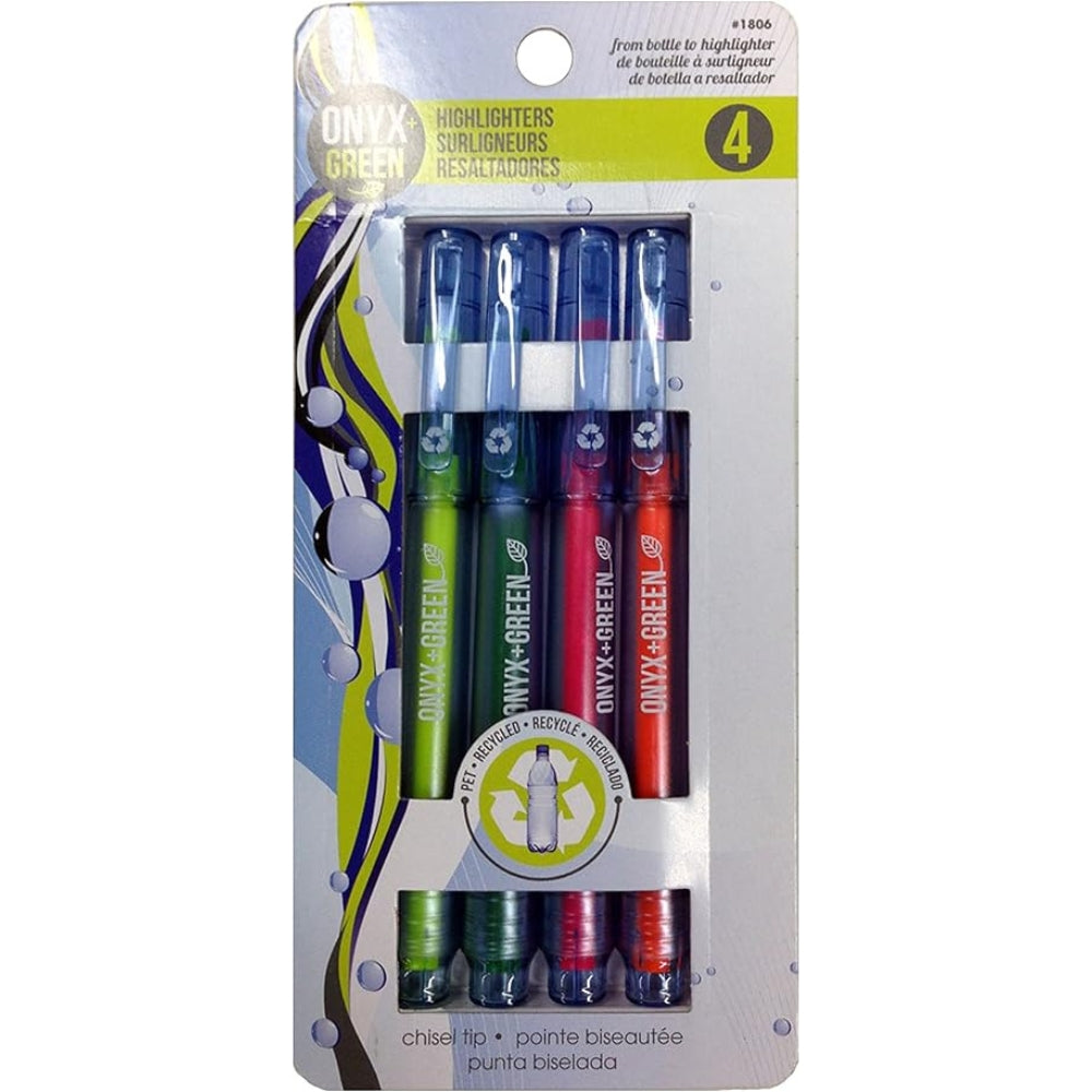Onyx & Green Chisel Tip Highlighters - 4-Pack