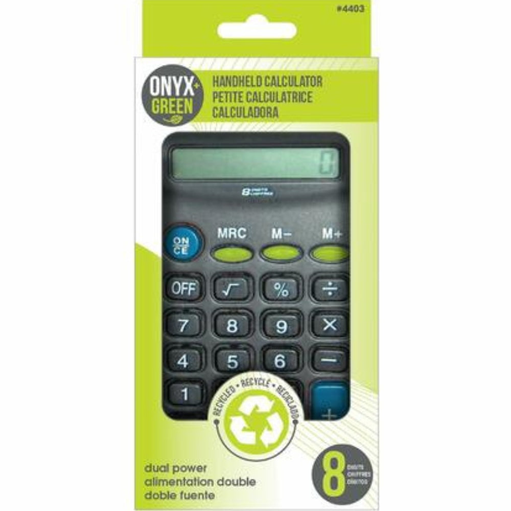 Onyx & Green - Calculatrice à double alimentation
