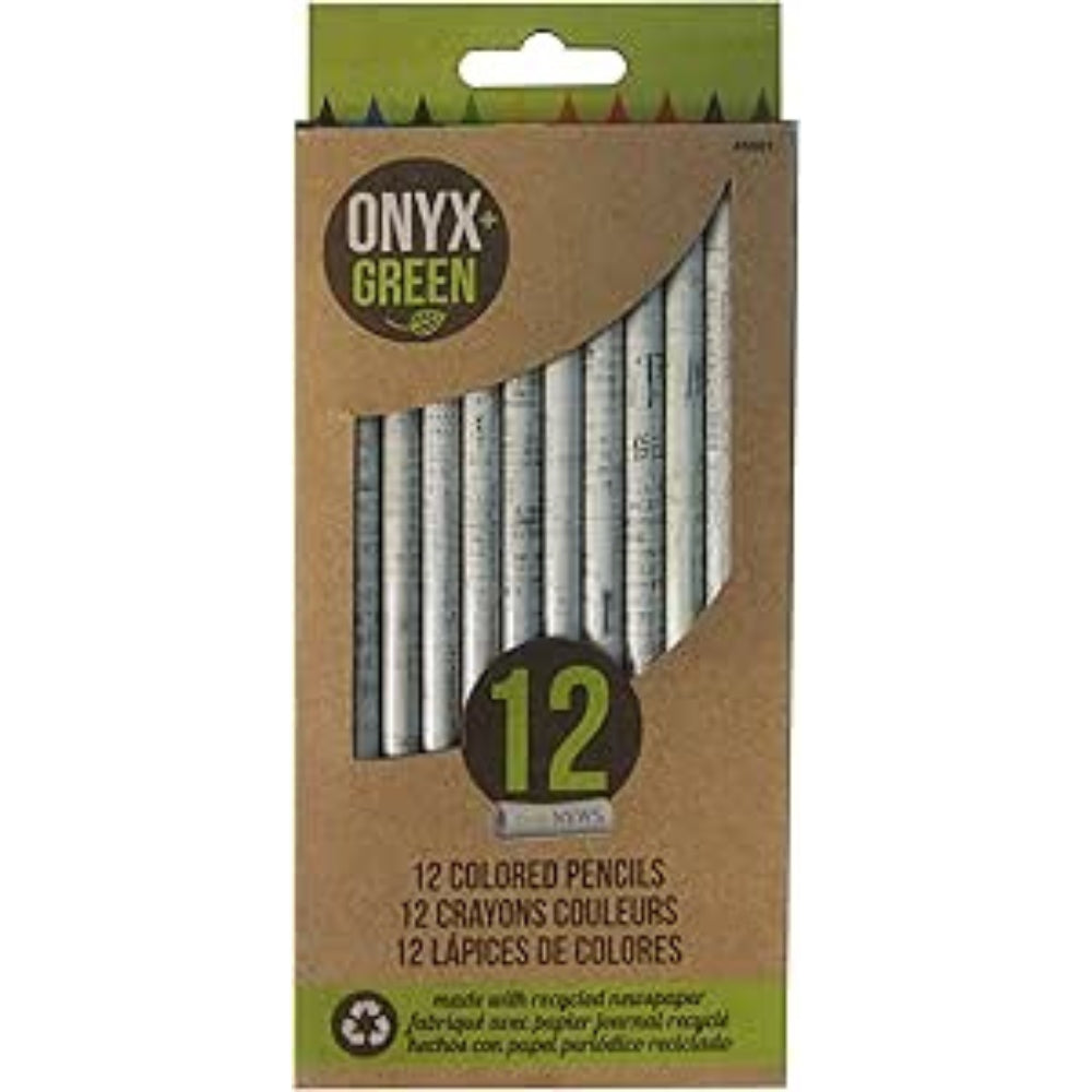 Onyx & Green 12-Piece Sharpened Colored Pencil Set