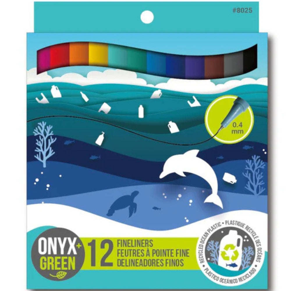 Onyx & Green Fineliners - 12-Pack