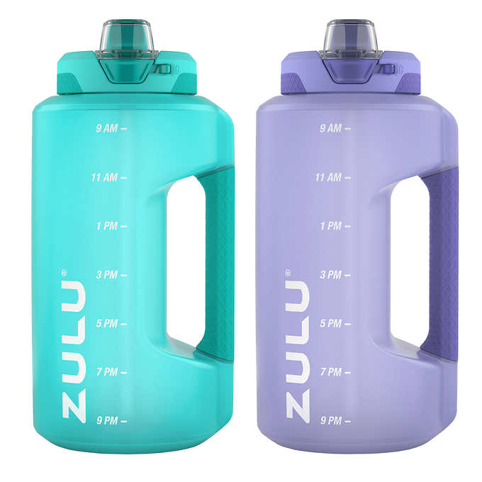 Zulu - Bouteilles d’eau Motivational de 1,8 L, paquet de 2 en 2 couleurs