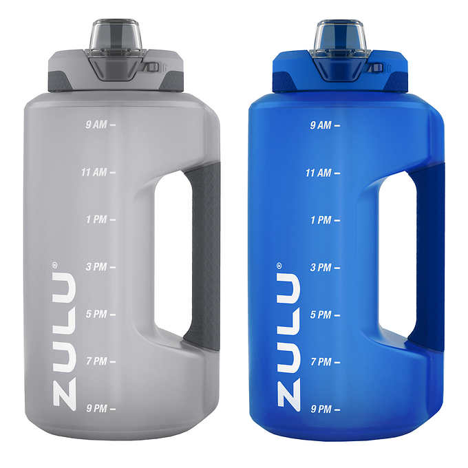 Zulu - Bouteilles d’eau Motivational de 1,8 L, paquet de 2 en 2 couleurs