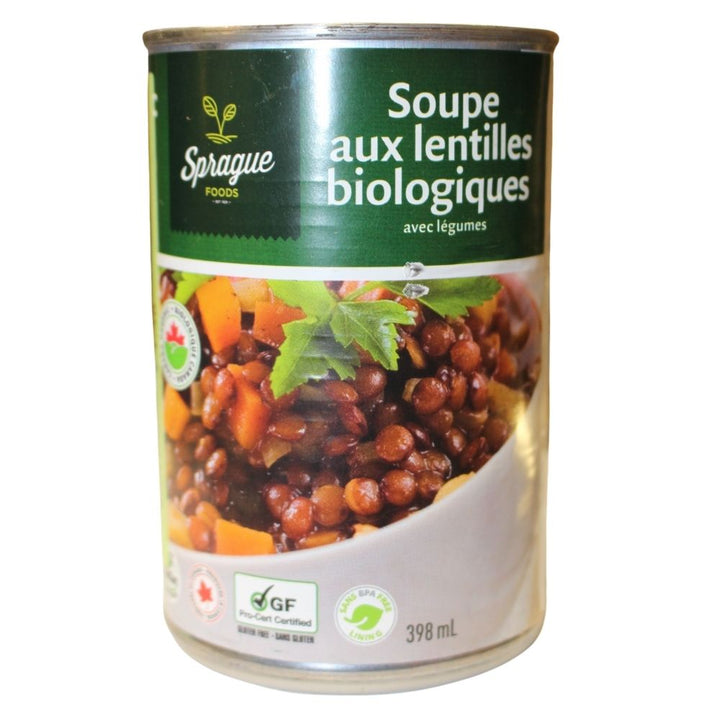 Sprague - Ensemble de 8 boites de soupe aux lentilles biologiques avec légumes