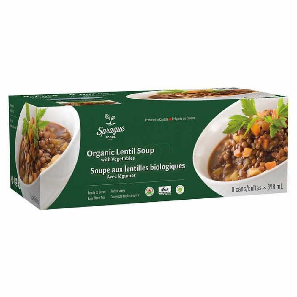 Sprague - Set of 8 cans of organic lentil soup with vegetables 