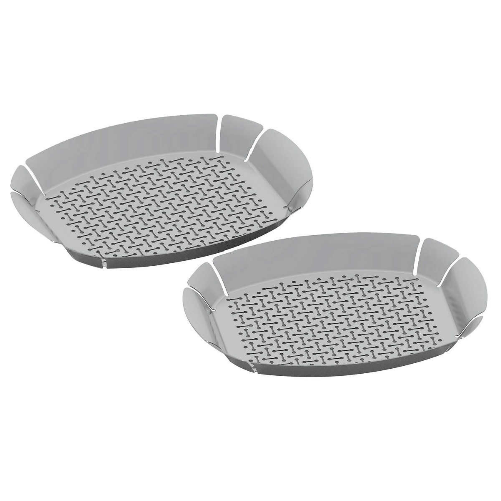 Set of 2 stainless steel BBQ baskets