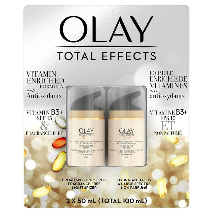 Olay Total Effects Anti-Aging Moisturizer SPF 15, 2 x 50ml