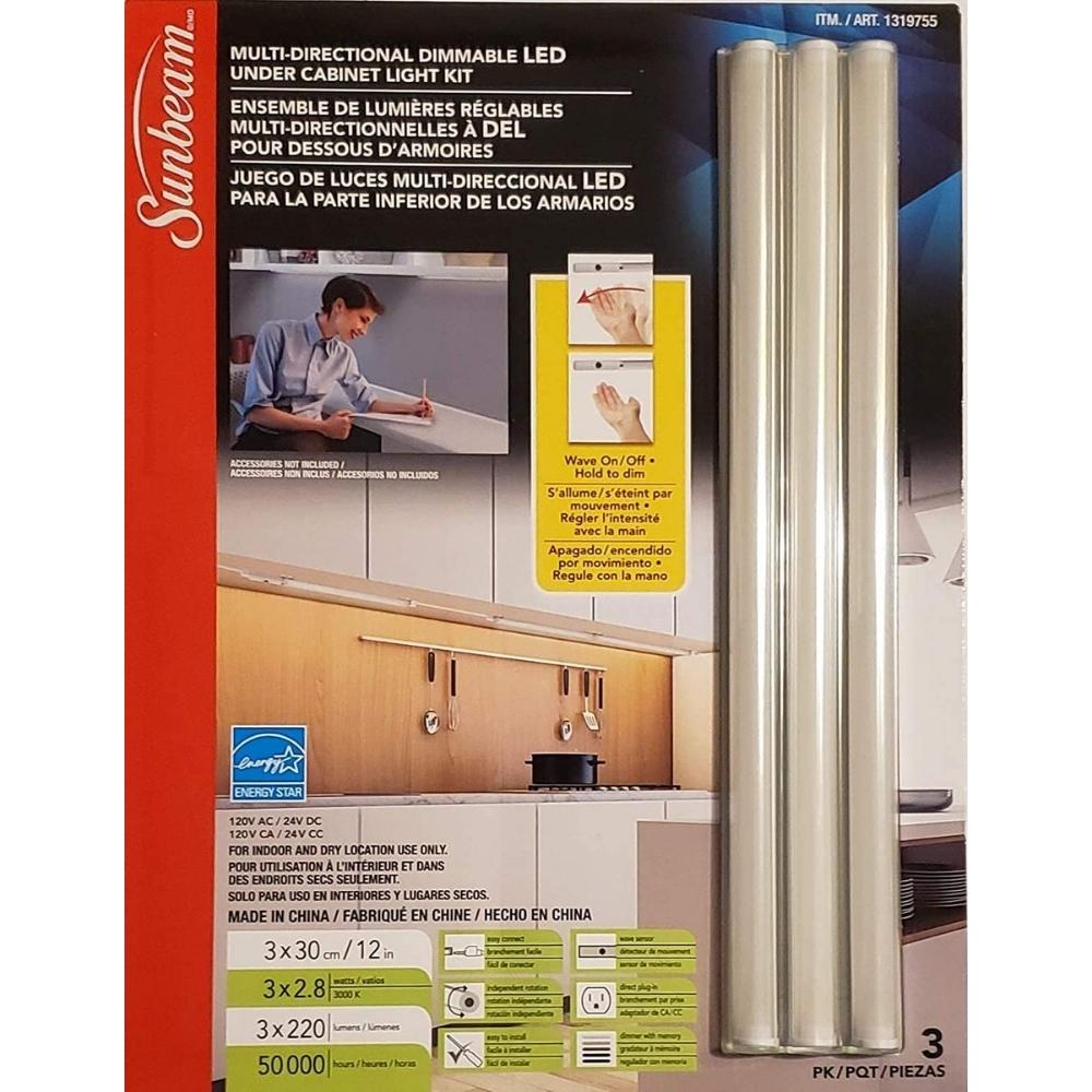 Sunbeam - Under Cabinet Lighting Kit, Dimmable Multi-Directional LED 