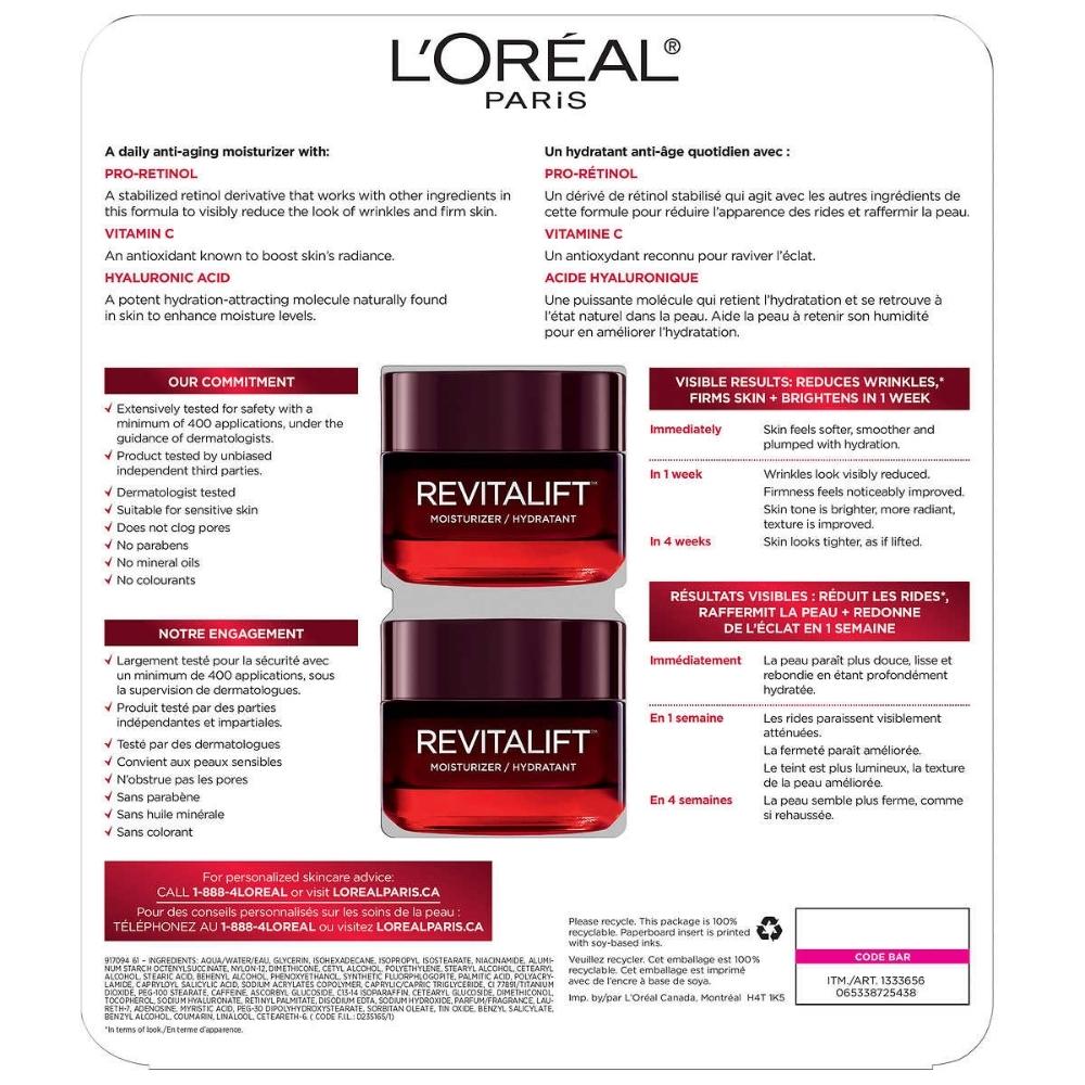 L'Oréal Paris - Revitalift Triple Power LZR Anti-Aging Moisturizer, 2 × 50ml 