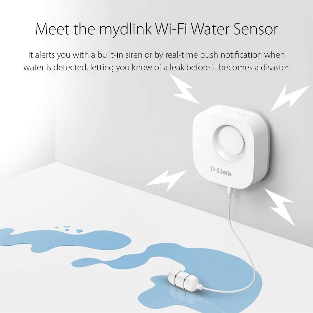 D-Link Capteur d'eau Wi-Fi à piles - Sirène 90 dB, ensemble de 2