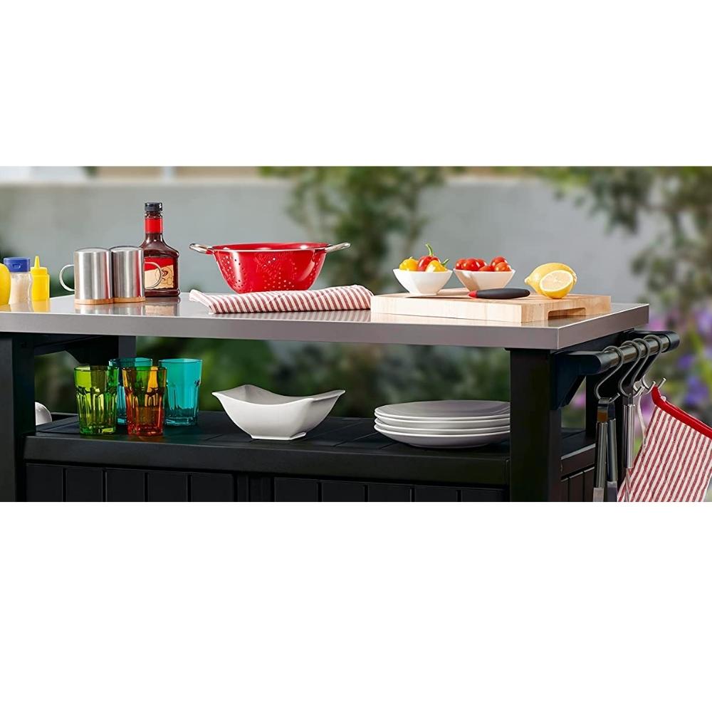 Keter - Barbecue storage table with metal top 