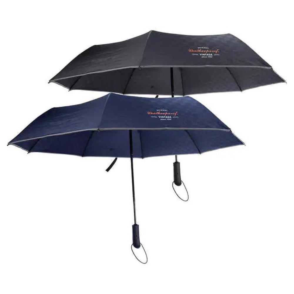 Weatherproof Set of 2 Retro Black and Navy Umbrellas