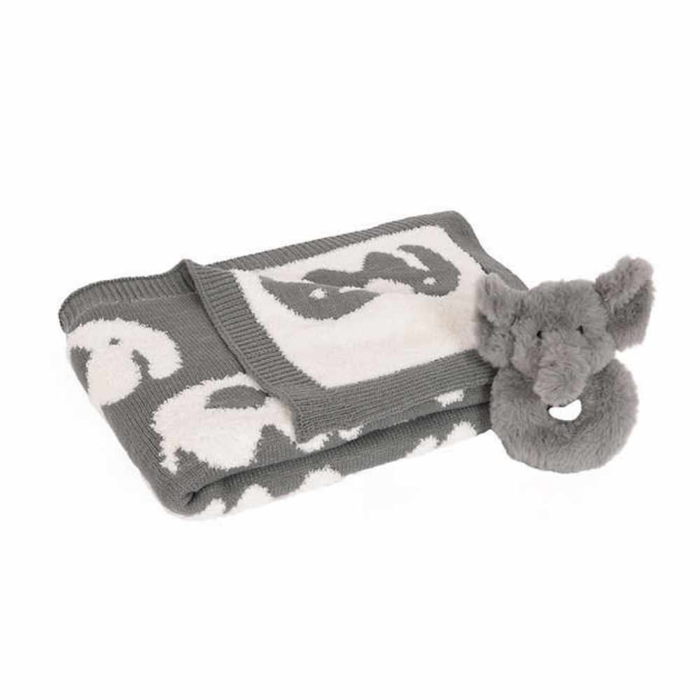 Little Miracles Knit Blanket and Rattle Set