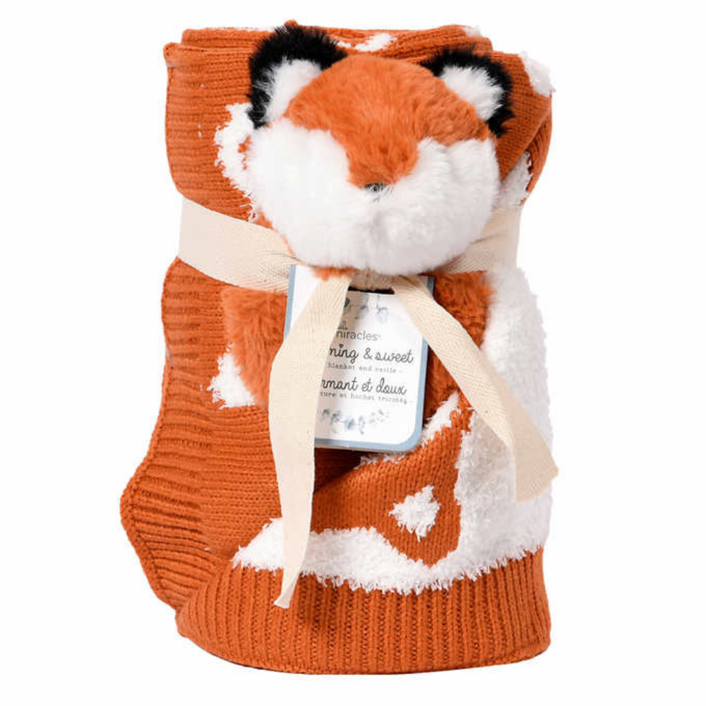 Little Miracles Knit Blanket and Rattle Set