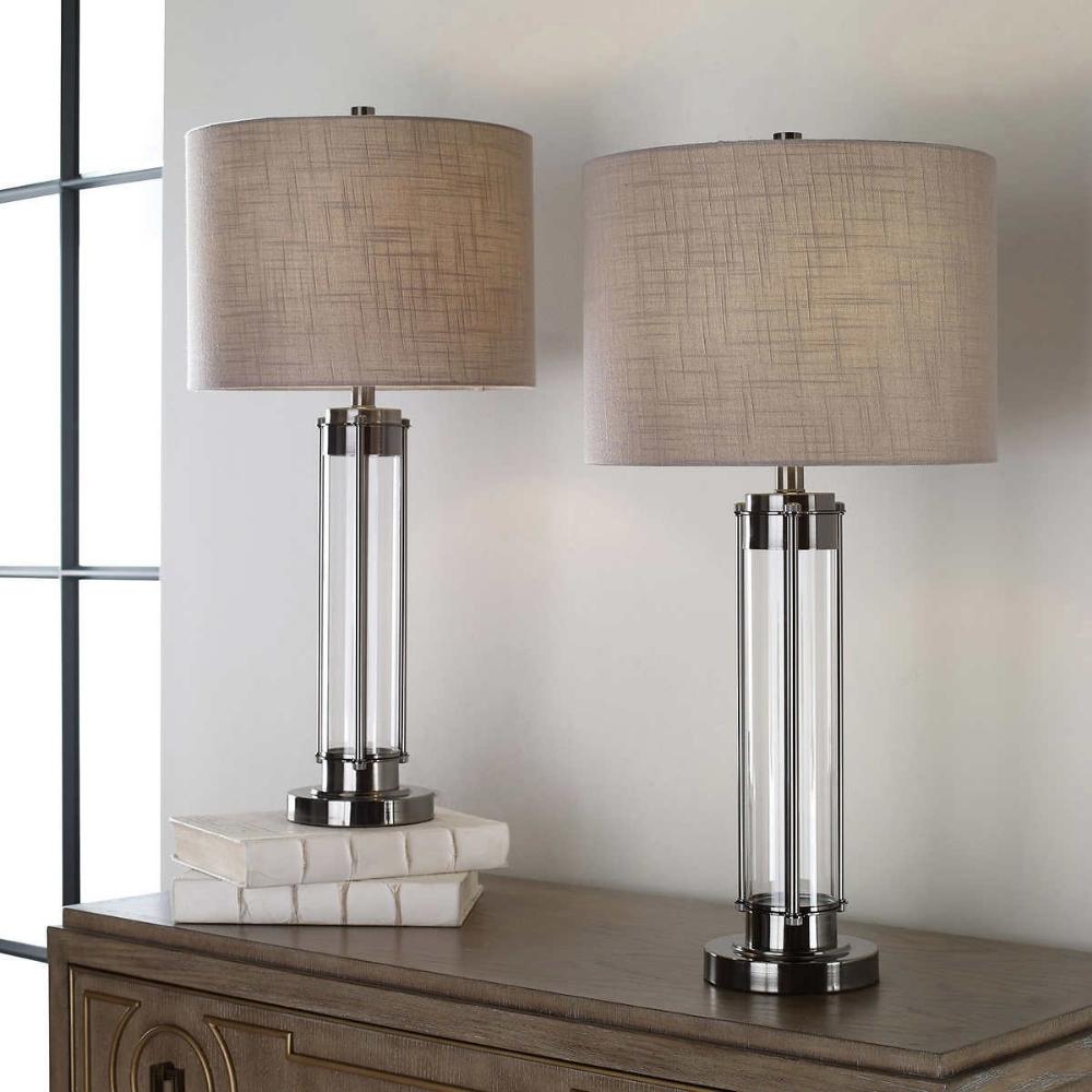 Kris - Set of 2 modern table lamps in dark nickel